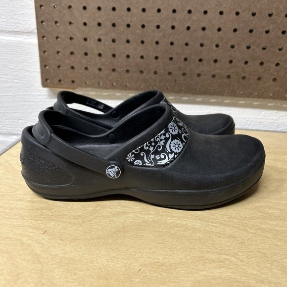 Crocs Women's Mercy 10876 Slip On Casual Floral Black Clogs Size US 8 - Picture 4 of 9